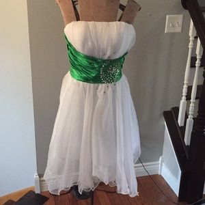 White and green dress